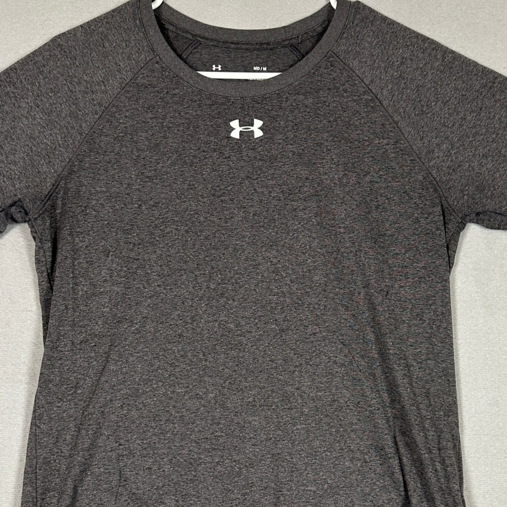 Under Armour T-Shirt Womens Medium HeatGear Grey Heathered Short Sleeve Tee EUC